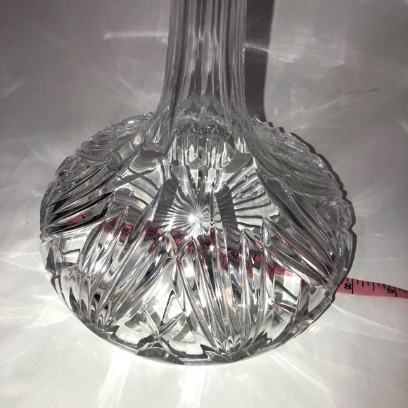VTG Heavy Clear Cut Lead Crystal Glass Flare Ship's Table Decanter 8" - Picture 3 of 12